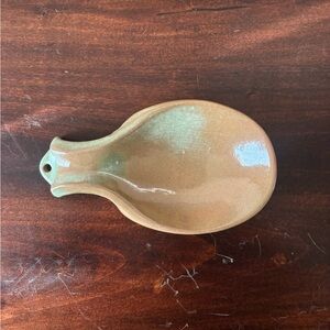 Frankoma Tan and Green Spoon Rest